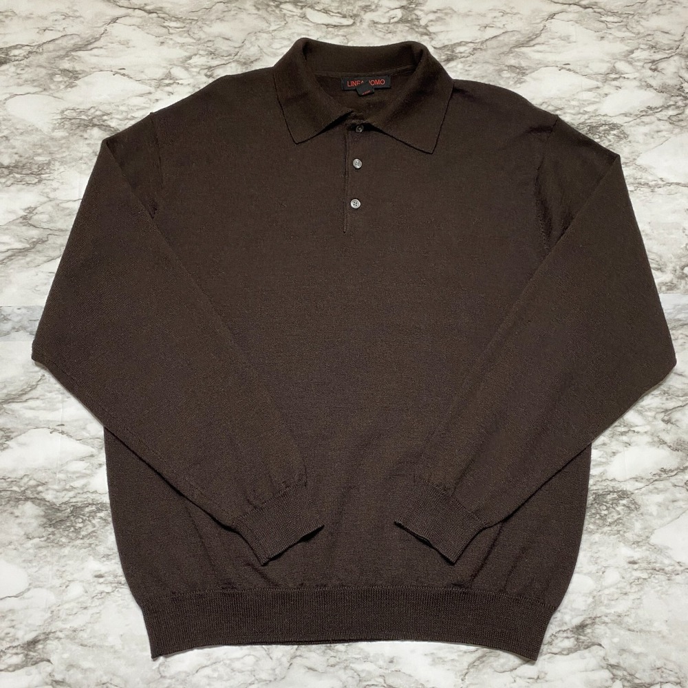Linea UOMO Mens Sweater Size XL Brown Wool‎ Acrylic Blend Long Sleeve Button
